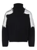 MORDECAI roll-neck frayed-sleeve sweater - Black