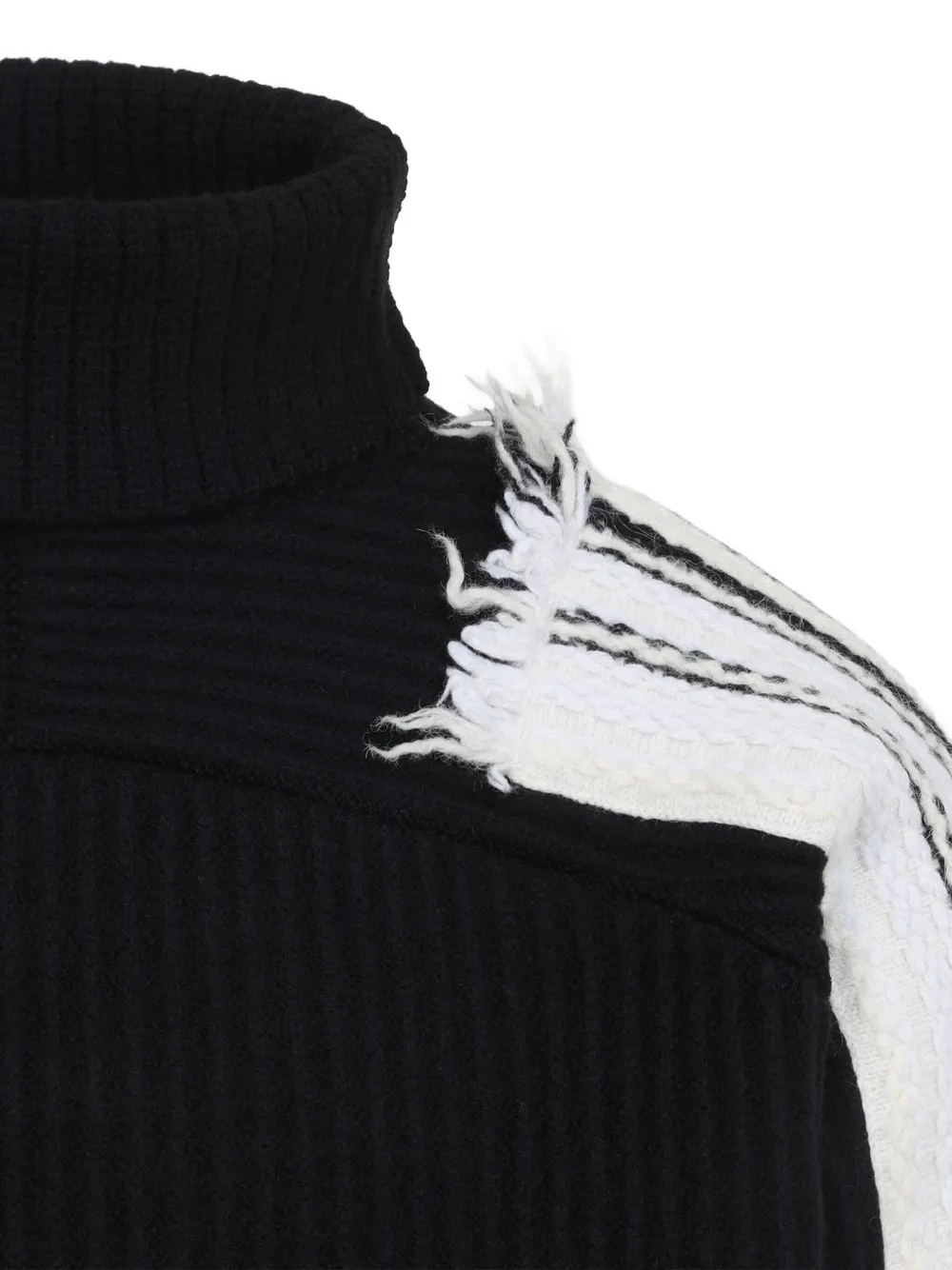 Mordecai Black Virgin Wool Jacquard Stripe Turtle Neck In Black