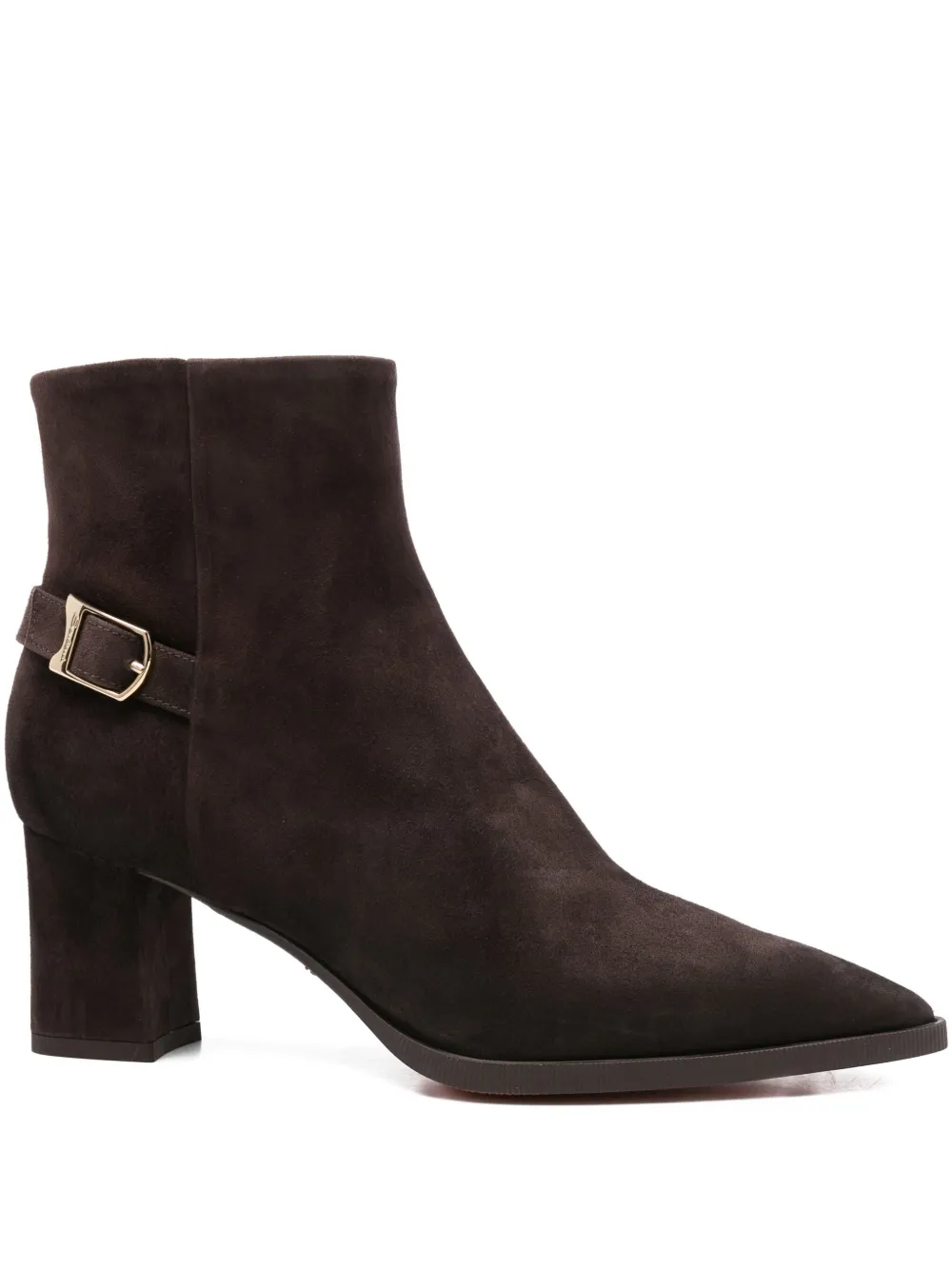 Santoni 60mm Pointed-toe Buckle-detail Ankle Boots In Brown
