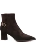 Santoni 60mm pointed-toe buckle-detail ankle boots - Brown