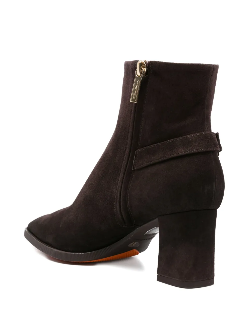 Santoni 60mm pointed-toe buckle-detail ankle boots Brown