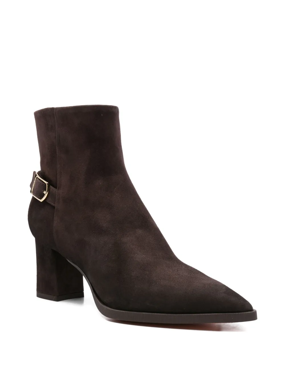 Santoni 60mm pointed-toe buckle-detail ankle boots Brown
