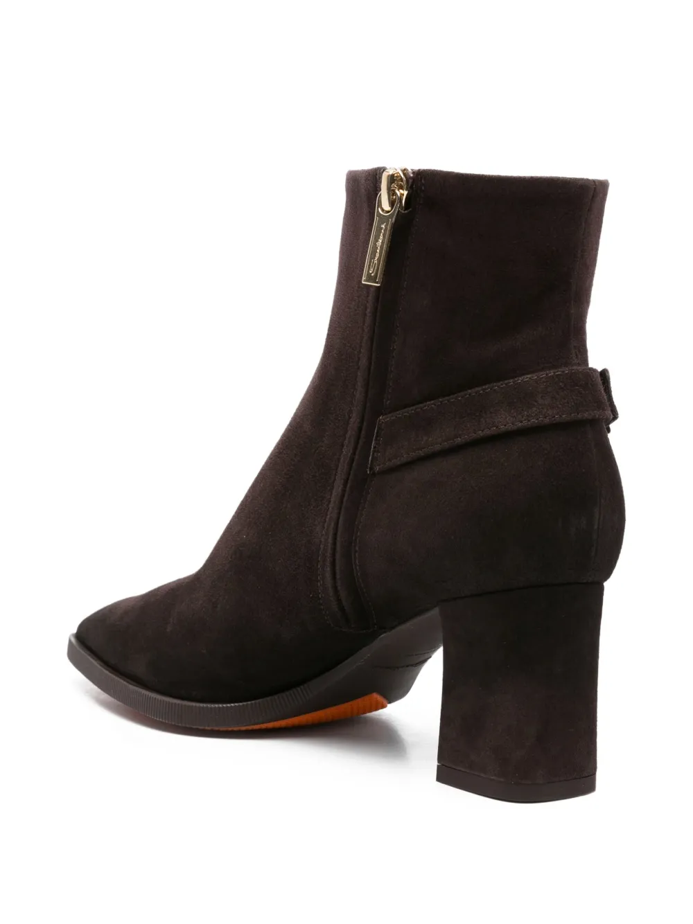 Santoni 60 mm enkellaarzen met puntige neus en gespdetail Bruin
