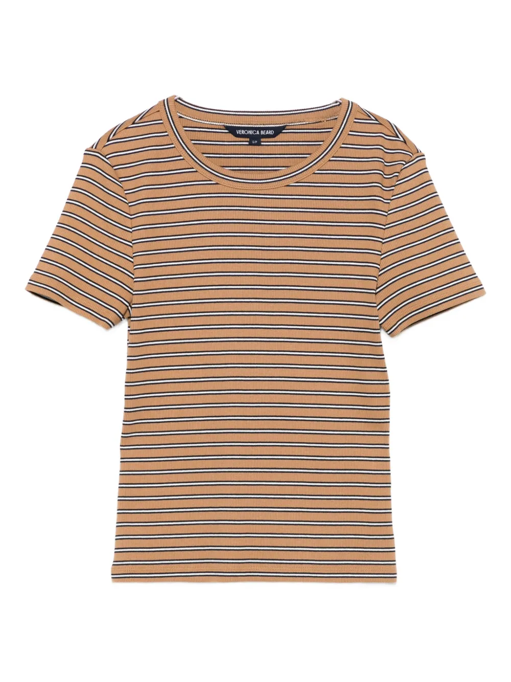 Veronica Beard Pruitt striped ribbed T-shirt | Brown | Image 1