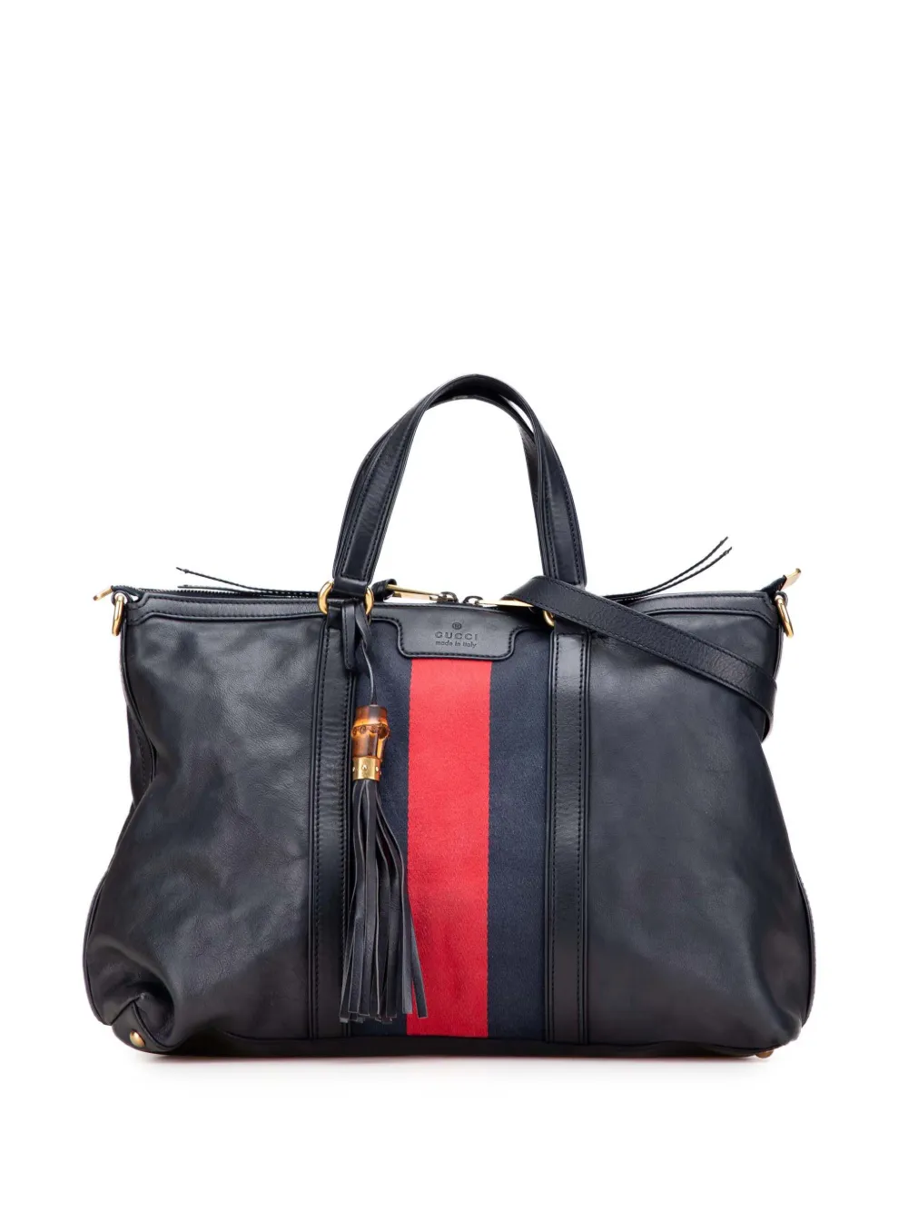 2000-2015 Medium Leather Web Rania Convertible Tote satchel