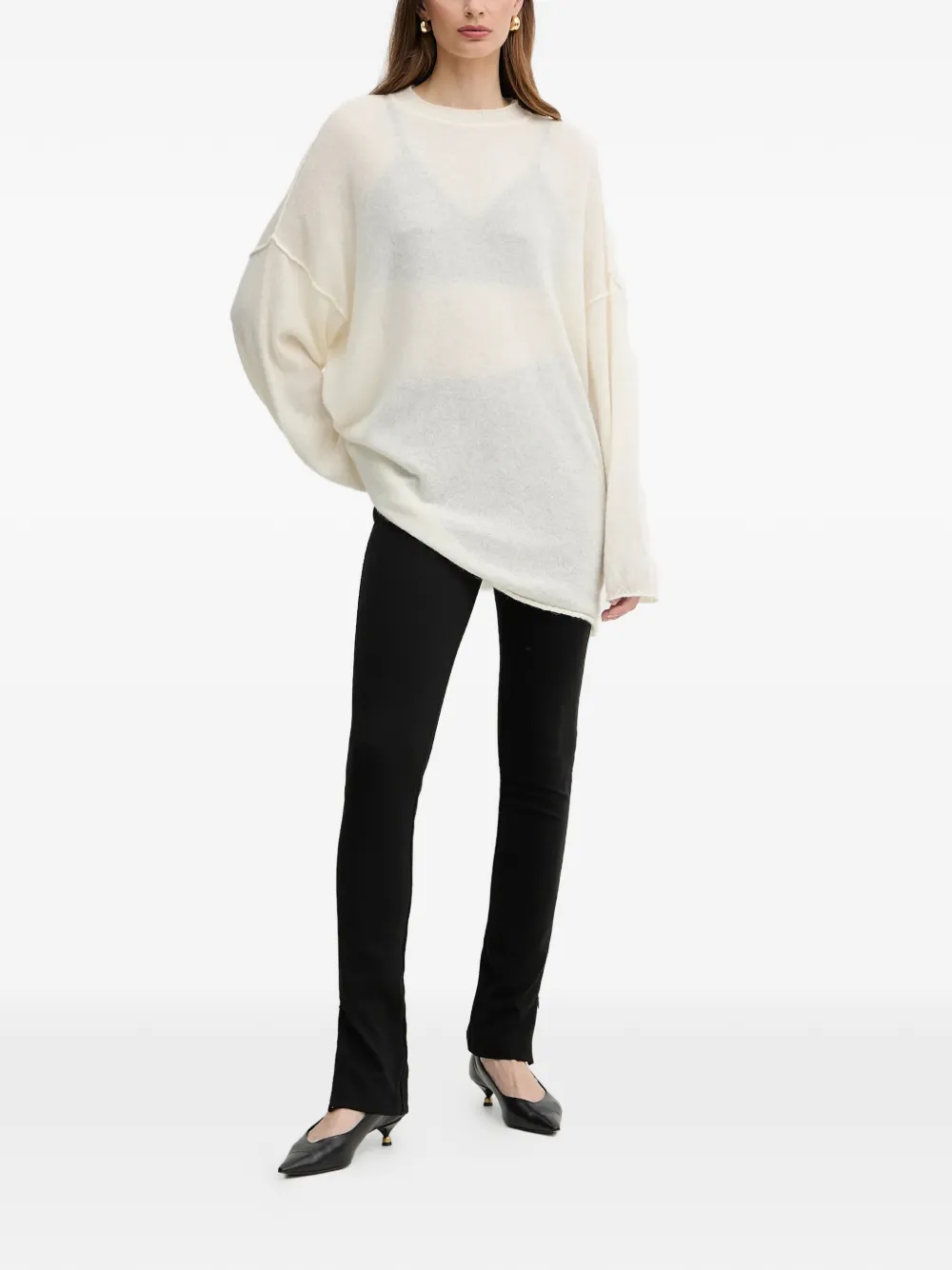 Pinko Seam-detail Sweater In Neutral