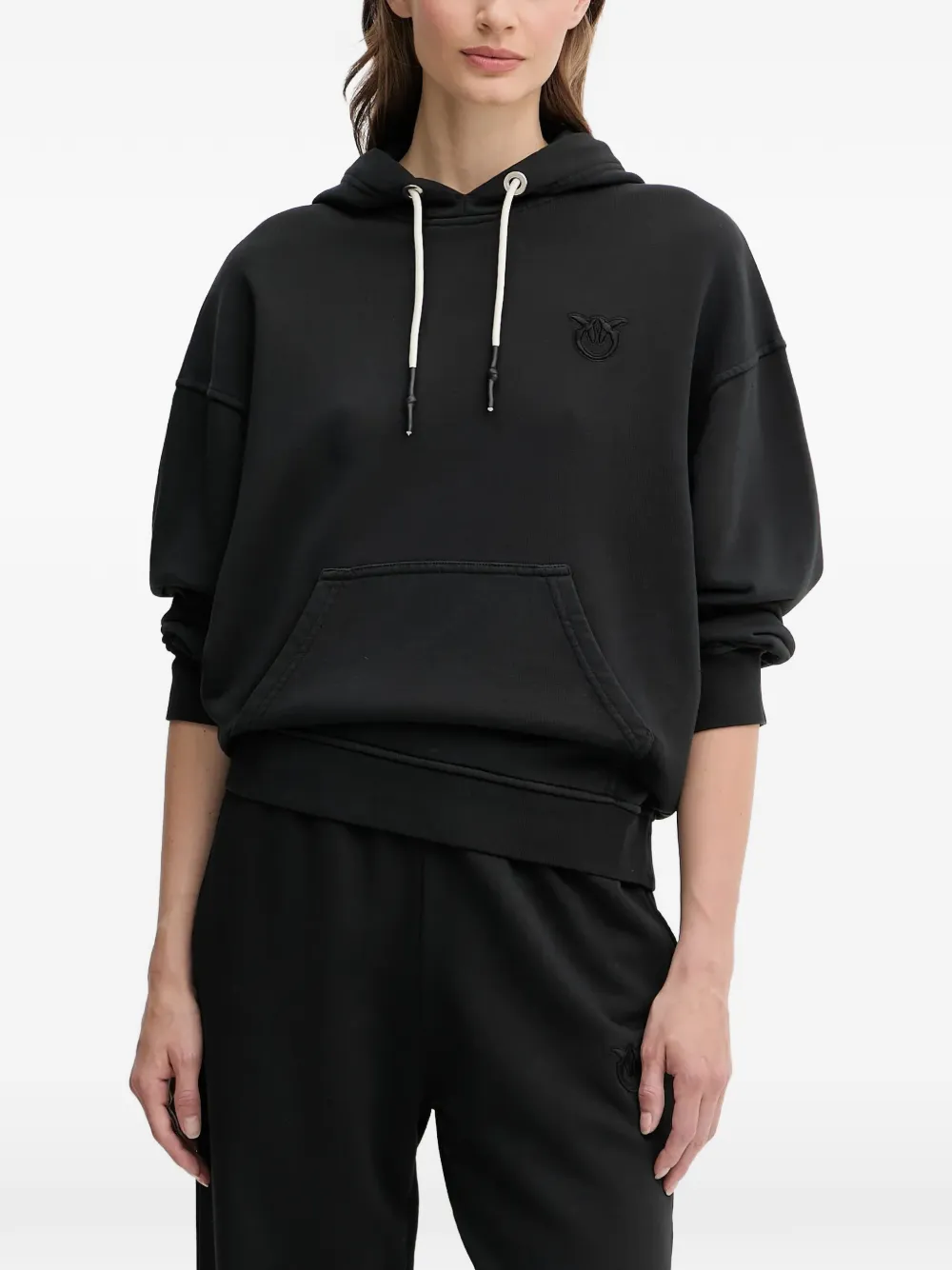 PINKO Melato drawstring logo hoodie - Black