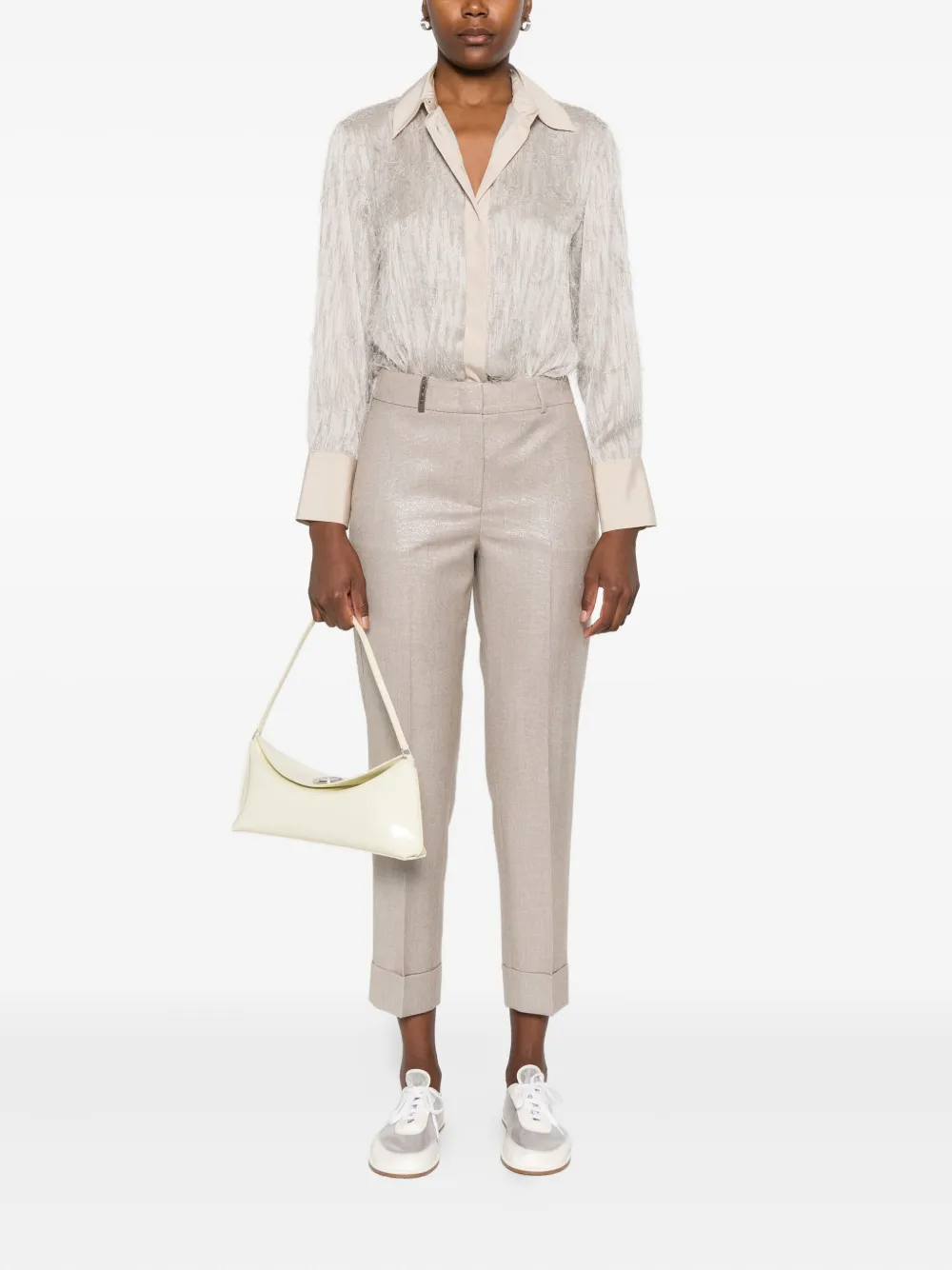 Peserico Blouse met franje afwerking - Beige