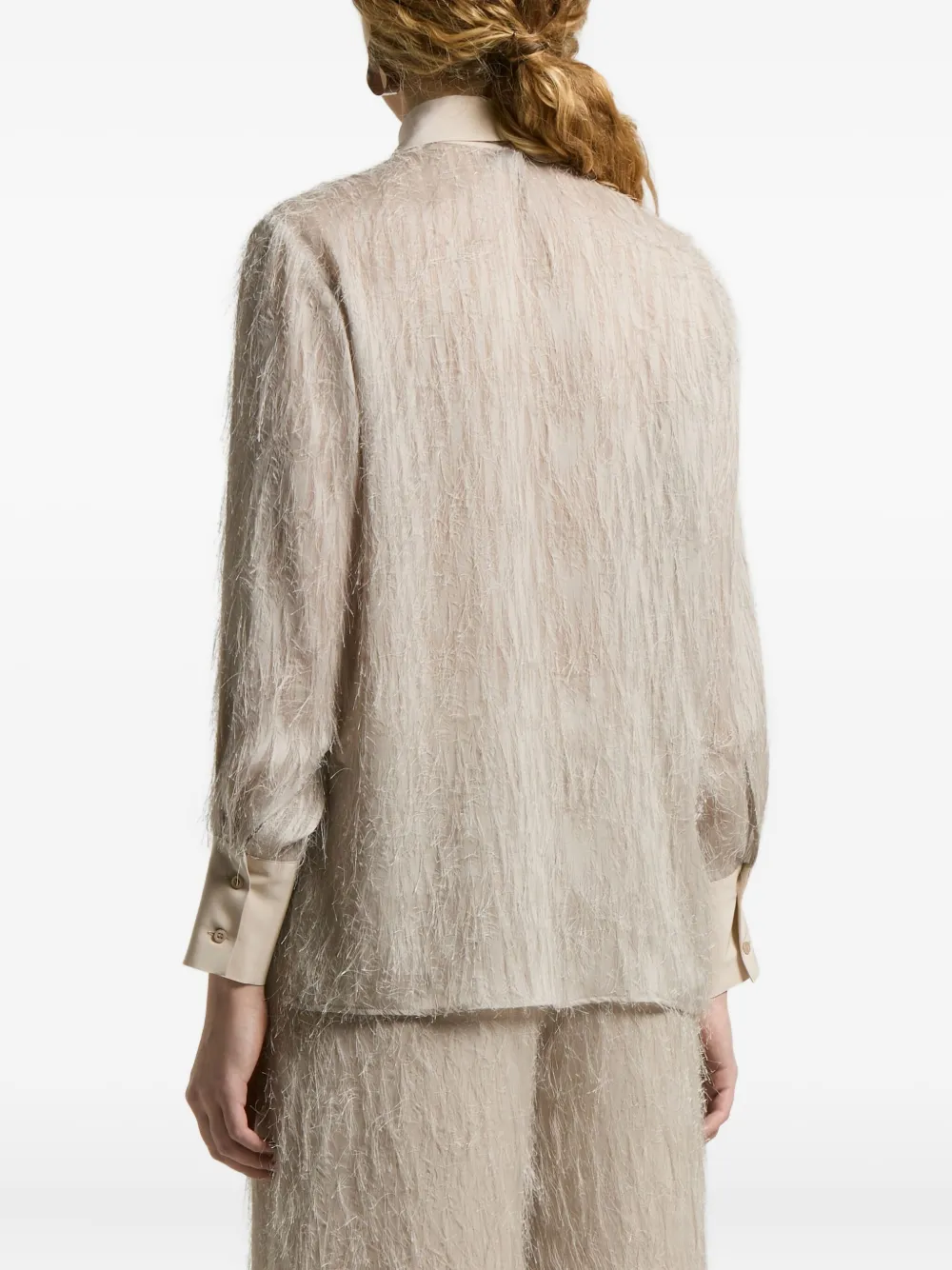 Peserico Blouse met franje afwerking Beige