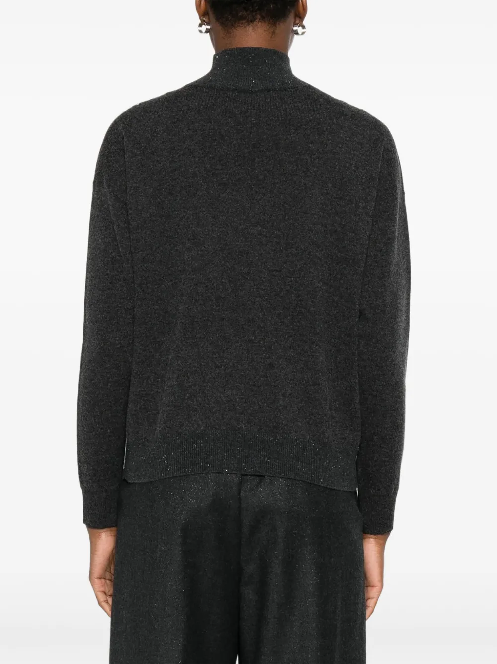 Peserico Diamond-pattern High-neck Sweater In Black