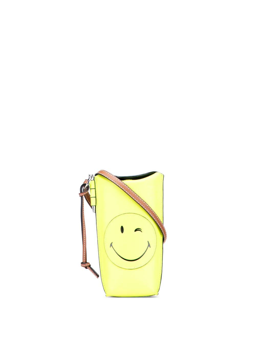 Pre-owned Loewe 2020 Smooth Calfskin Smiley Face Gate Pocket Crossbody Bag In Yellow