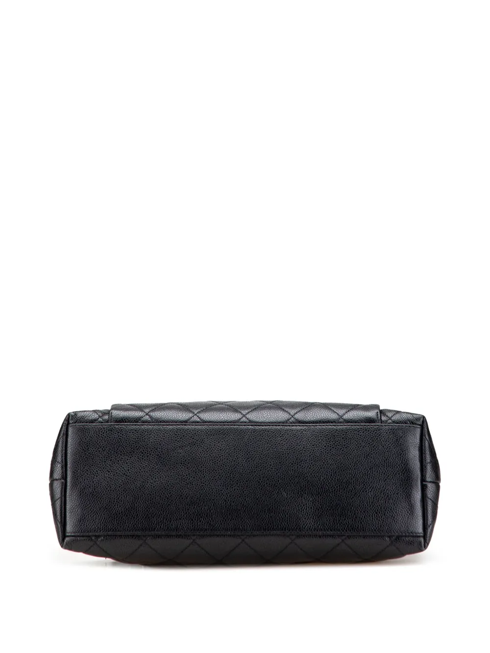 Pre-owned Chanel 1996-1997 Cc Quilted Caviar Front Pocket Shoulder Bag In Black