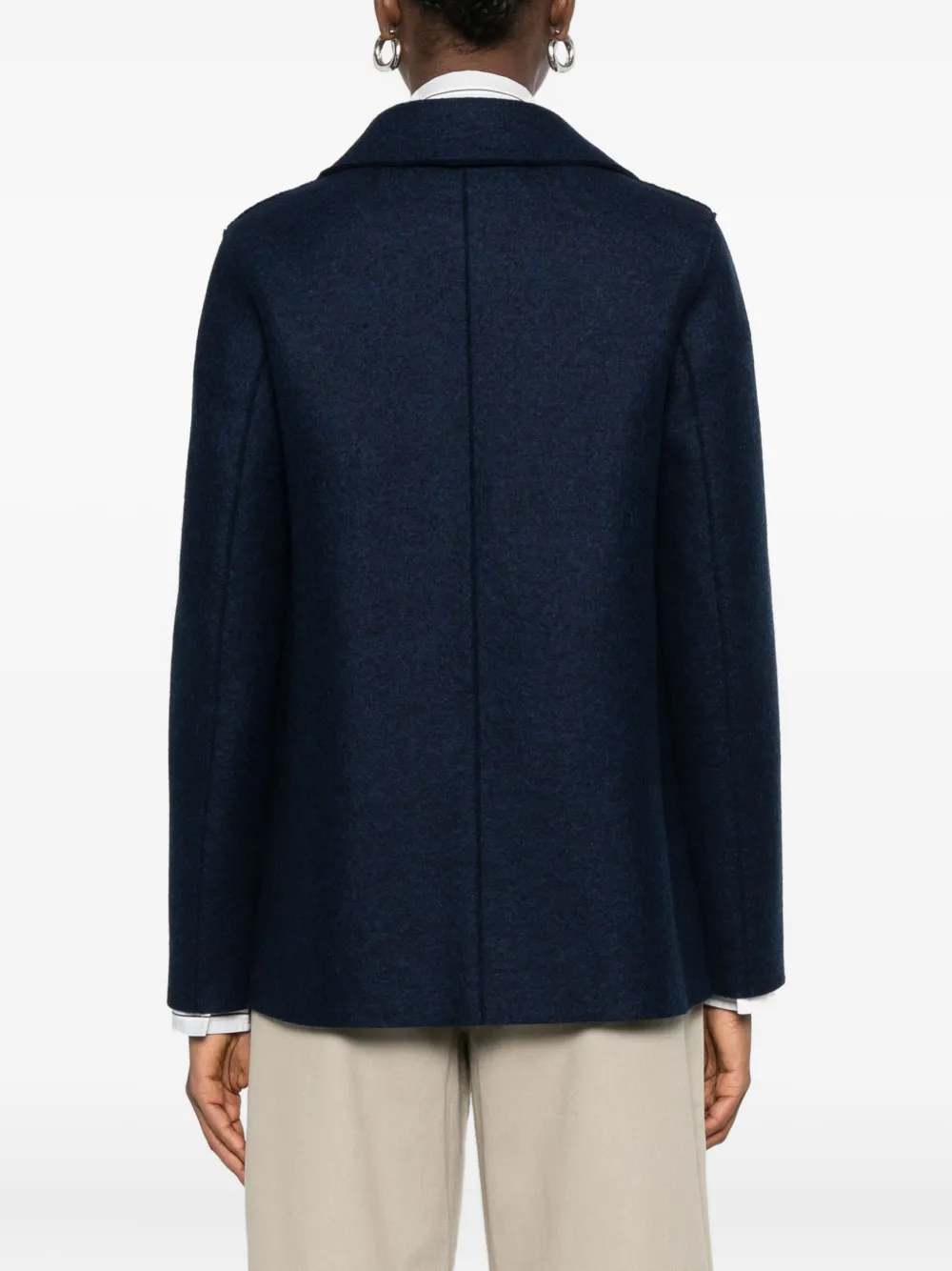 Harris Wharf London Virgin Wool Double-breasted Blazer In Blue