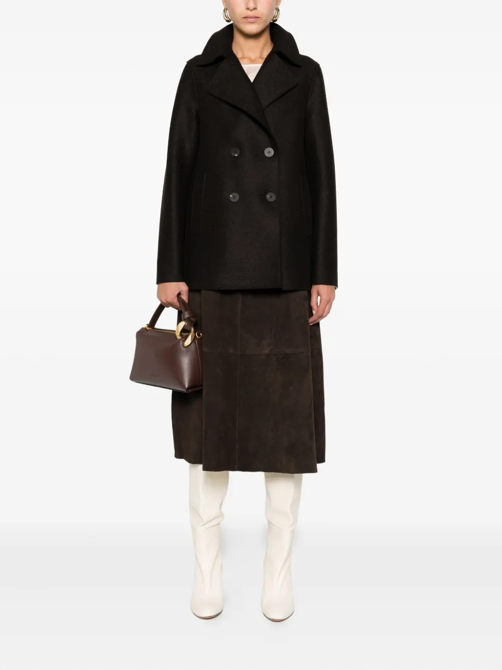 Harris Wharf London Double-breasted Wool Coat In Gold