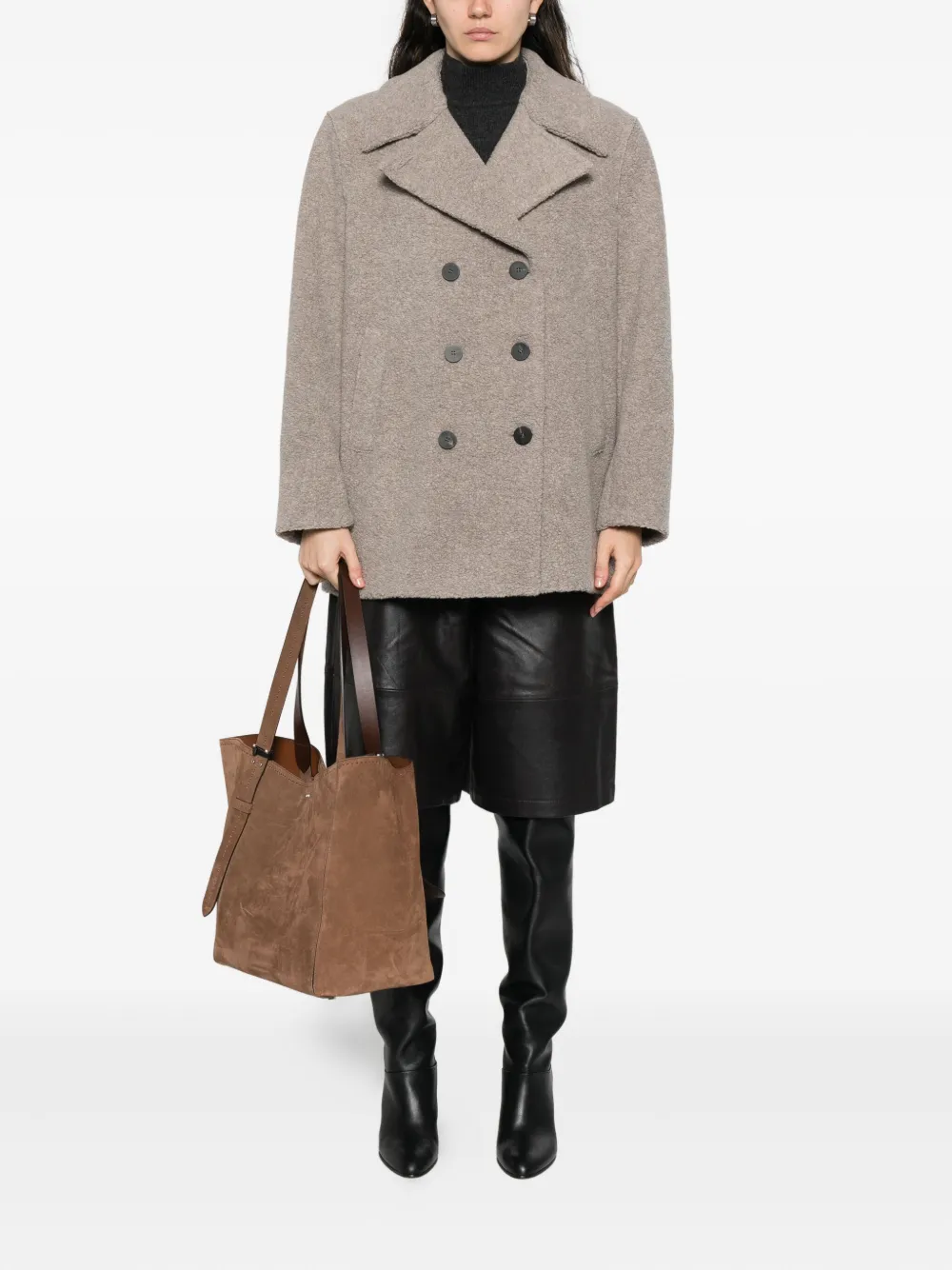 Harris Wharf London Double-breasted Coat In Neutral