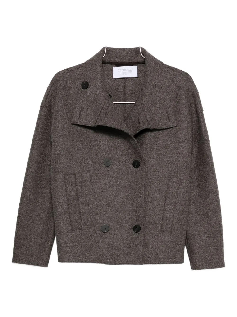 Harris Wharf London Double-breasted Funnel-collar Jacket In Black
