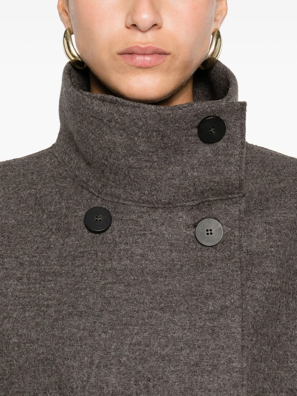 Harris Wharf London Double-breasted Funnel-collar Jacket In Black