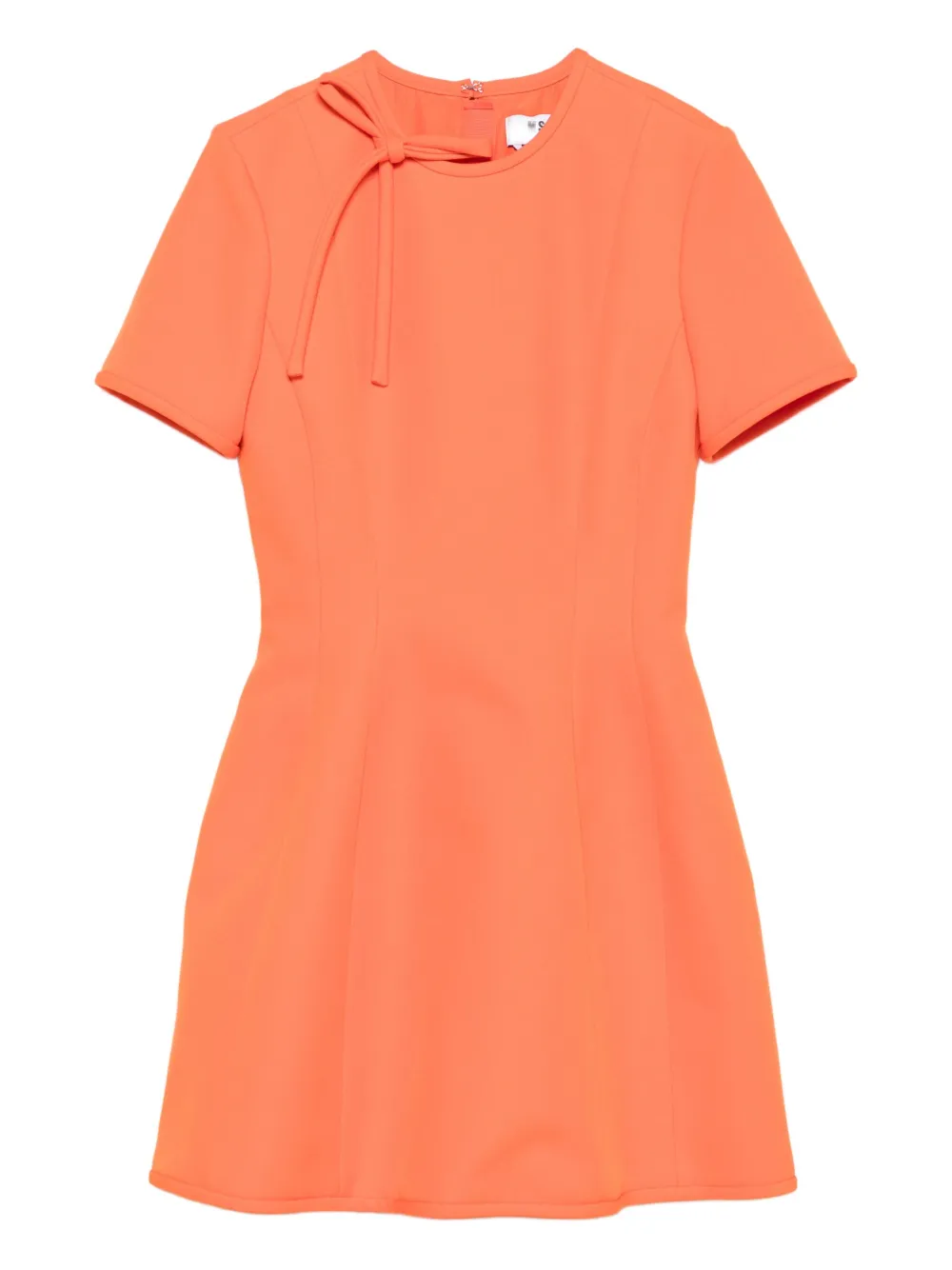 MSGM neck-tie short-sleeve mini dress | Orange | Image 1