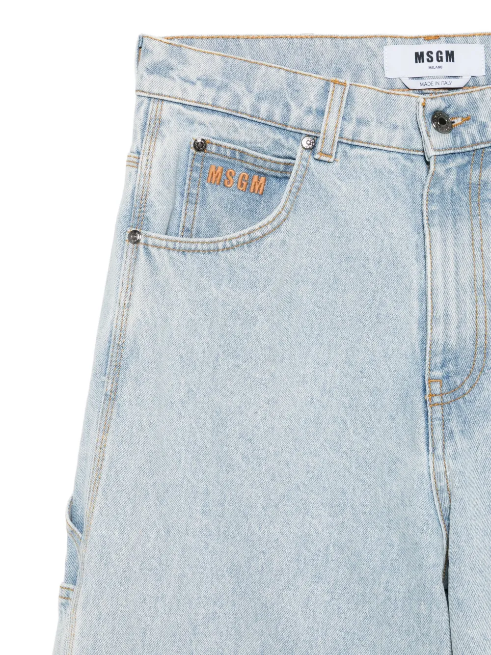 Msgm Logo-embroidery Carpenter Jeans In Blue