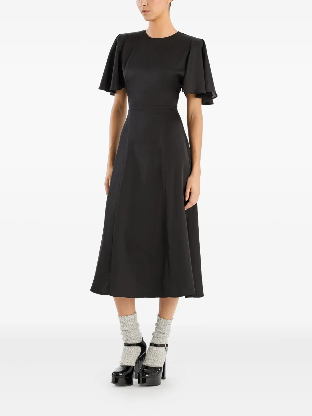 Rotate Birger Christensen Chiffon Midi Dress In Black