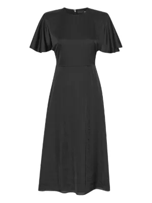 DKNY short-sleeve Linen Long Dress | Black | FARFETCH