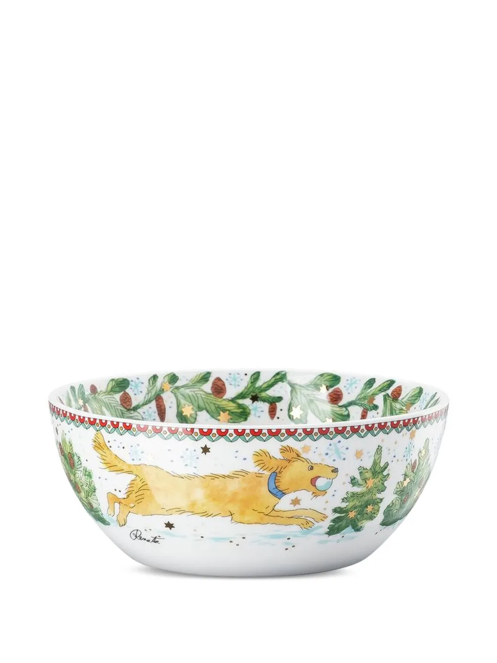 HUTSCHENREUTHER Christmas dog-motif bowl (15.2cm) - ホワイト HUTSCHENREUTHER Christmas dog-motif bowl (15.2cm) - ホワイト