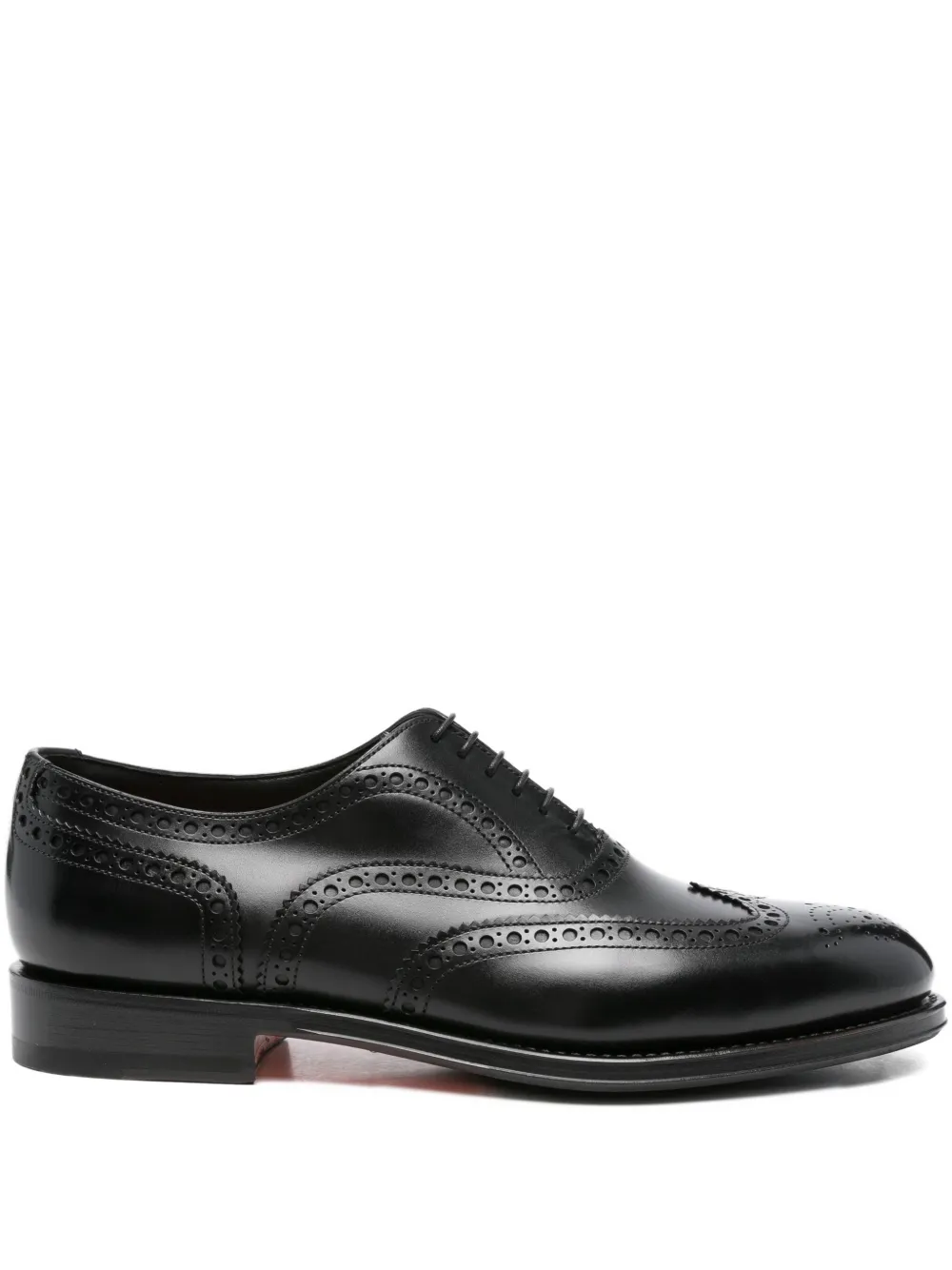 Santoni perforated leather oxford shoes Black