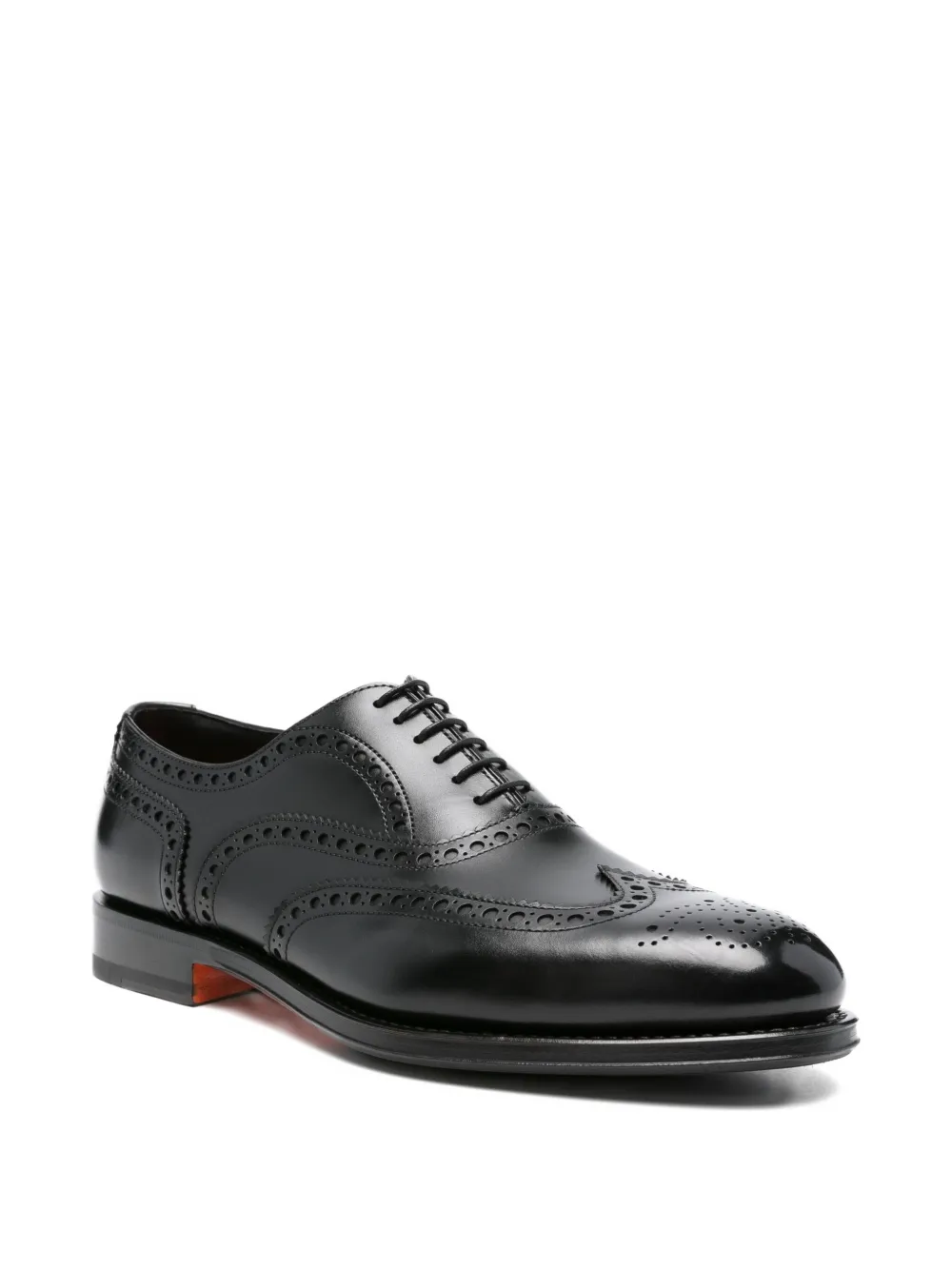Santoni perforated leather oxford shoes Black