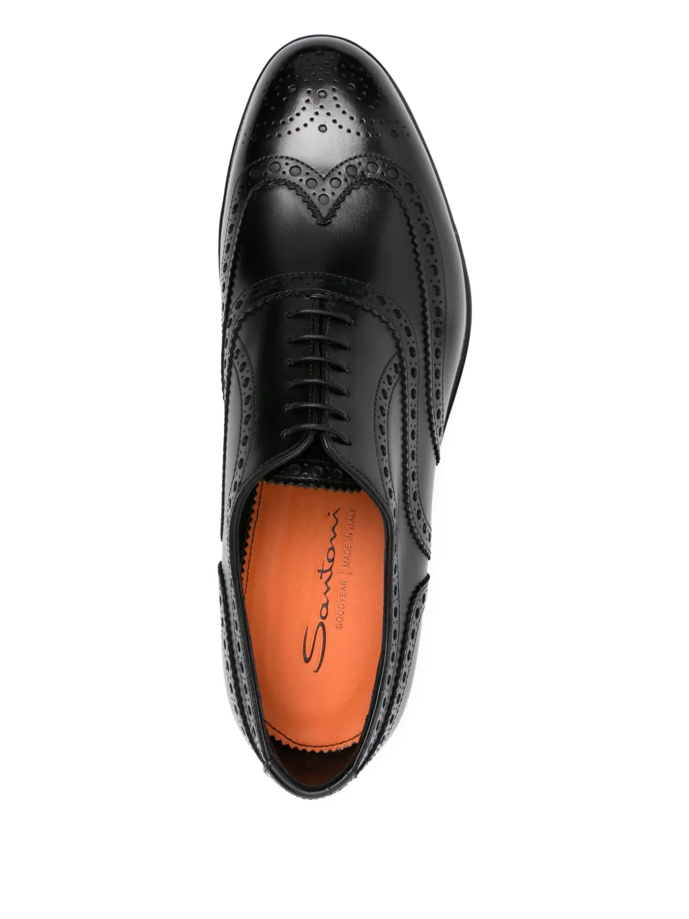 Santoni perforated leather oxford shoes Black