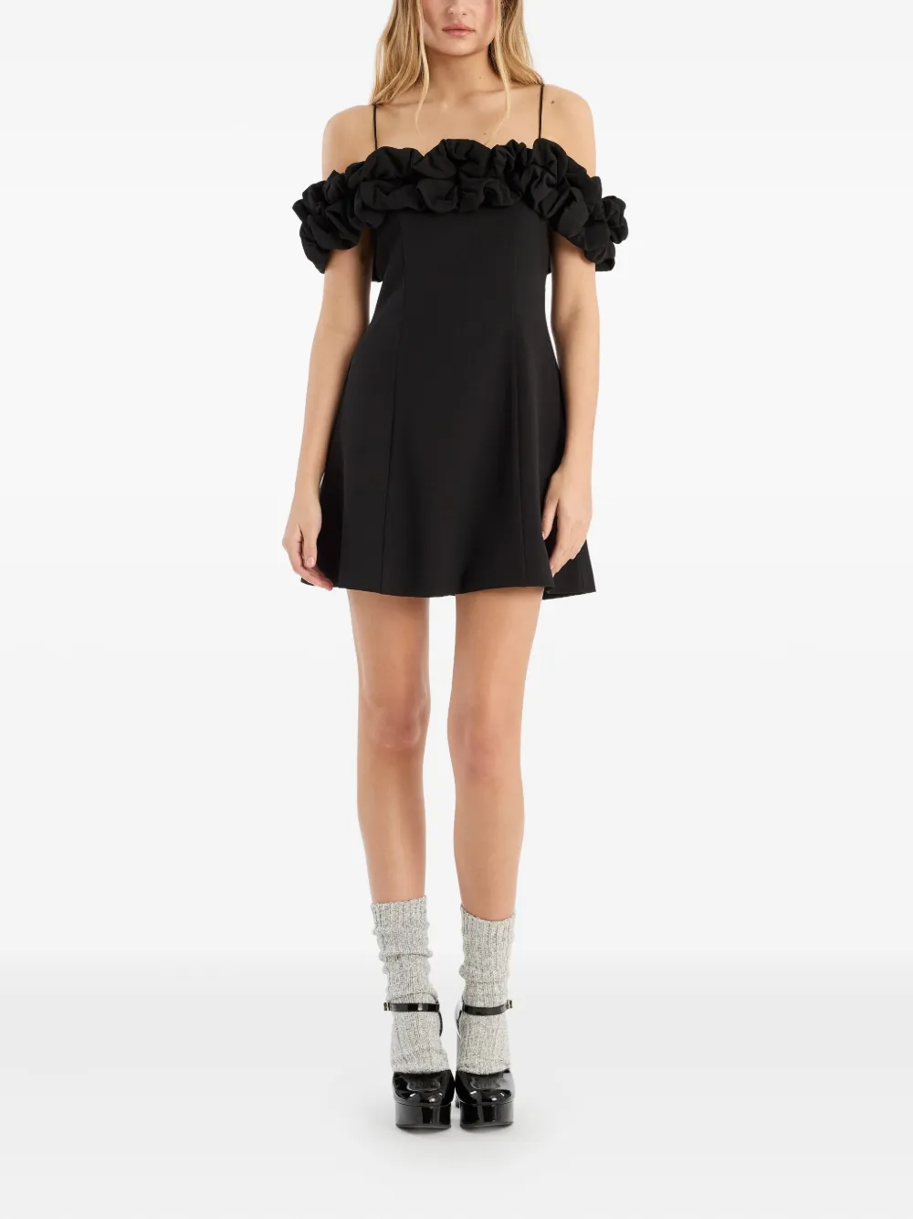 ROTATE BIRGER CHRISTENSEN Off-shoulder jurk - Zwart