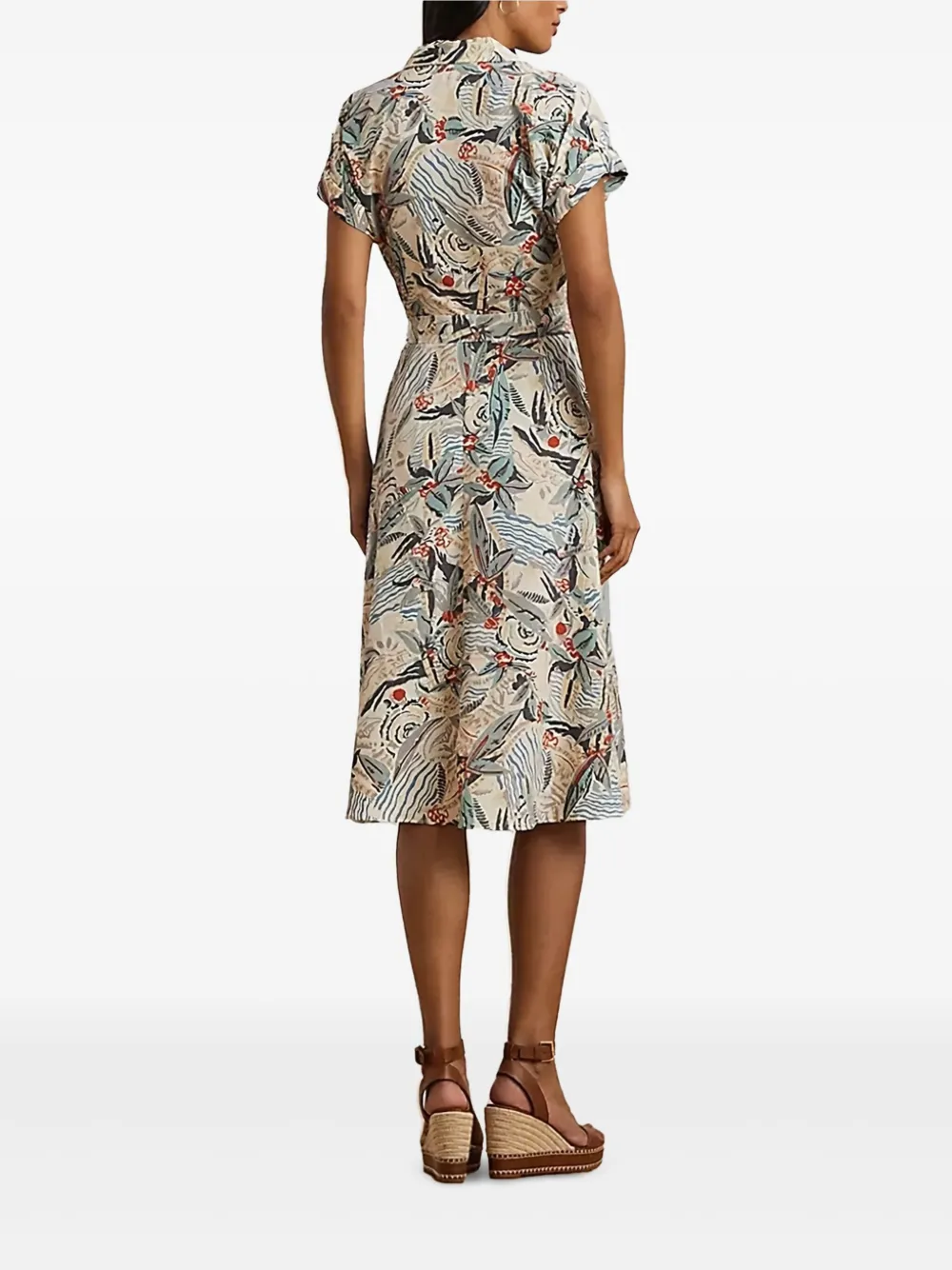 Lauren Ralph Lauren floral-print belted dress - Wit