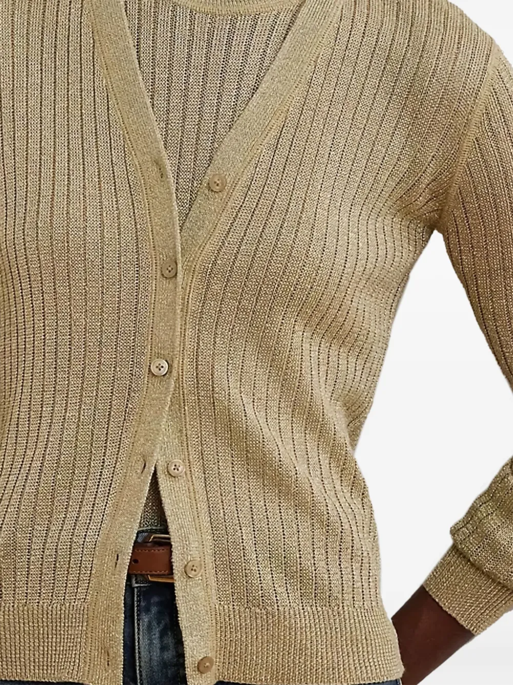 Lauren Ralph Lauren ribbed button cardigan Beige