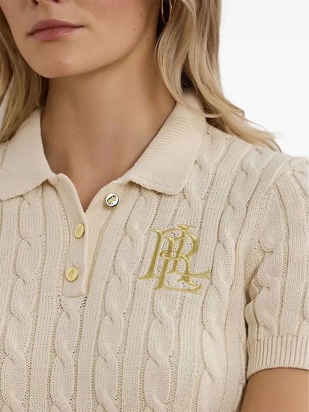 Lauren Ralph Lauren Kabelgebreide polotop Beige