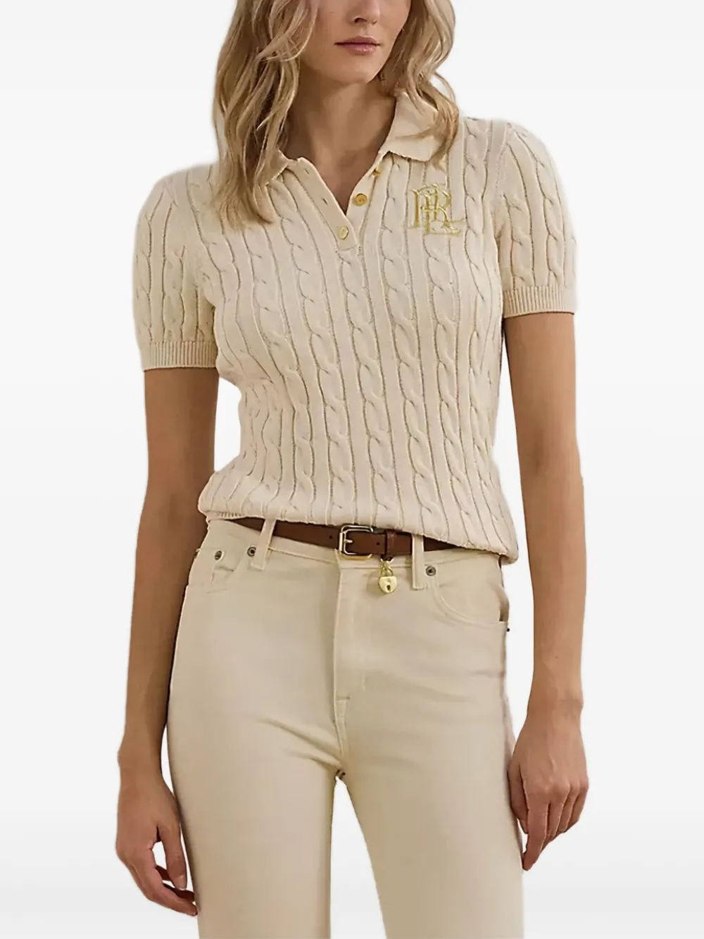Lauren Ralph Lauren Kabelgebreide polotop Beige