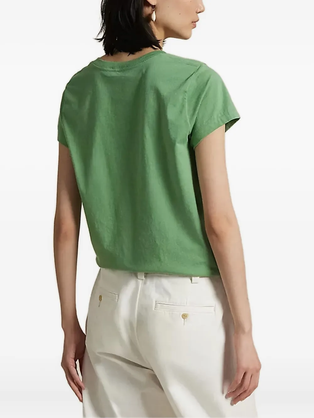 Polo Ralph Lauren T-shirt met V-hals en borduurwerk Groen