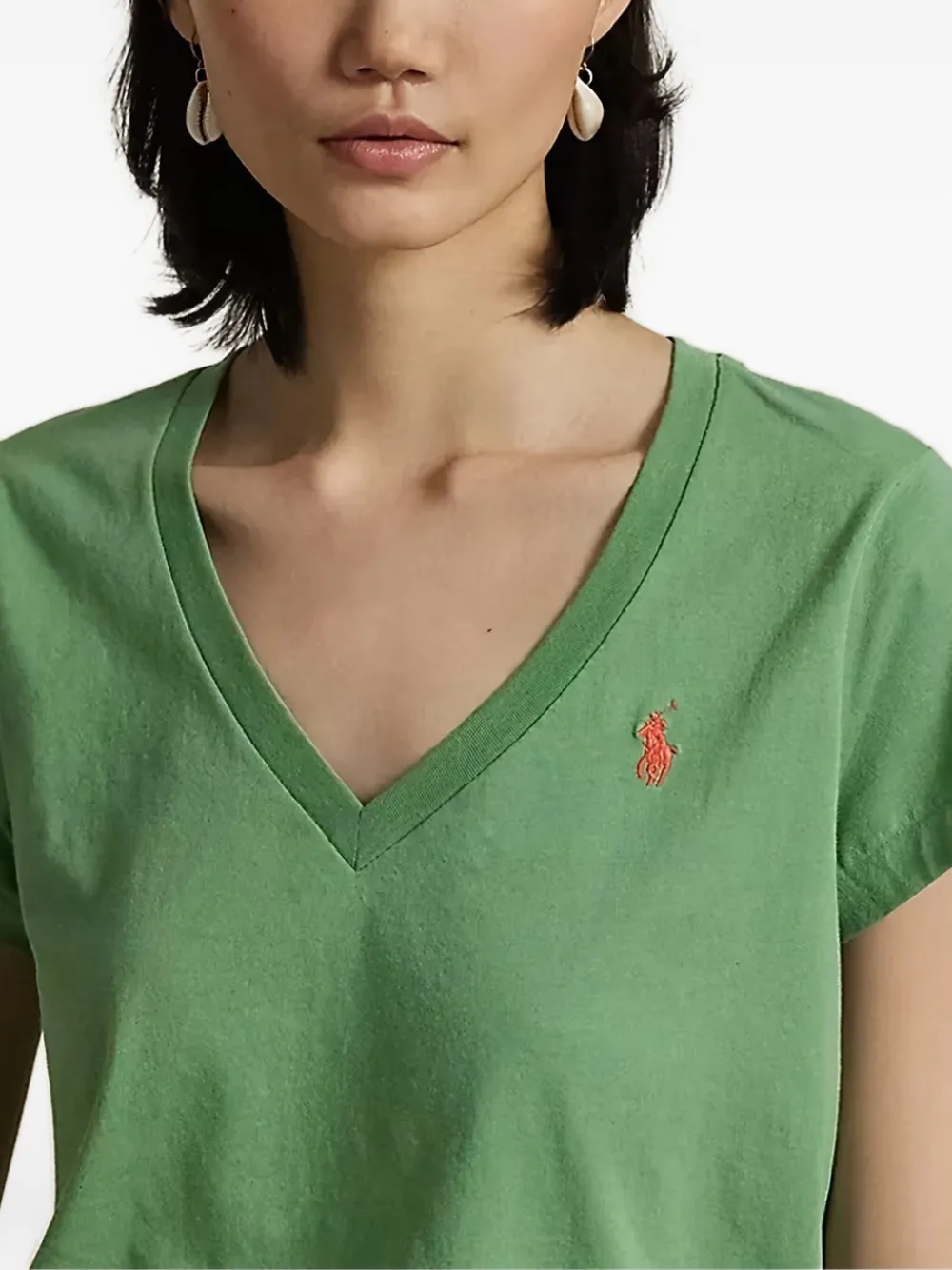 Polo Ralph Lauren T-shirt met V-hals en borduurwerk Groen