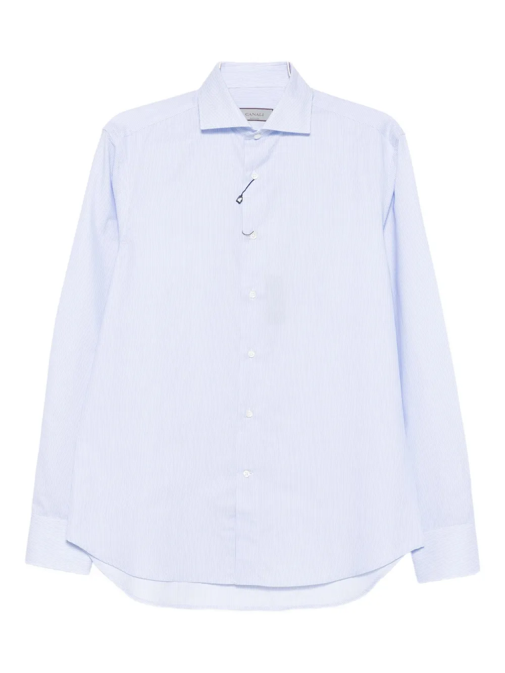 Canali Pinstripe Long-sleeved Shirt In Blue