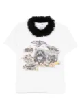 Doublet furry-collar T-shirt - White
