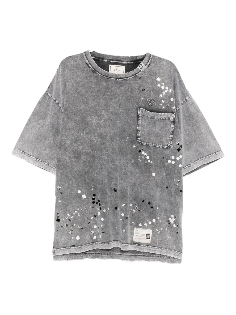 Maison MIHARA YASUHIRO geometric-embellished T-shirt - グレー Maison MIHARA YASUHIRO geometric-embellished T-shirt - グレー