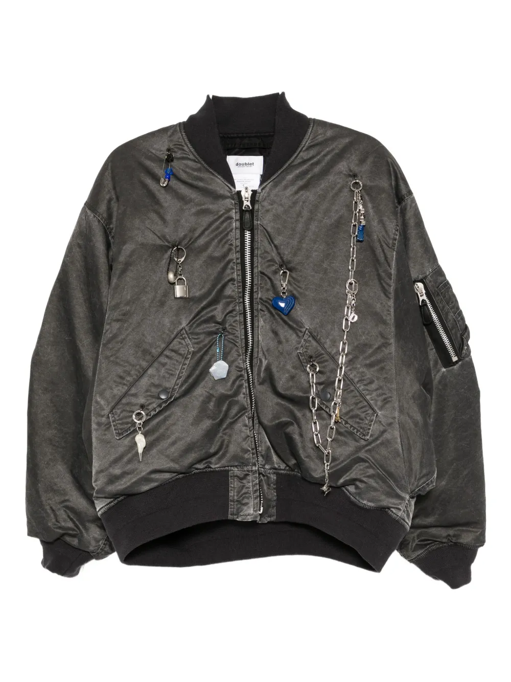 Doublet Key-chain Bomber Jacket In Gray