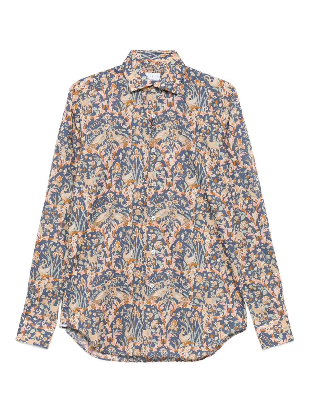 Xacus floral-print cotton shirt | Blue | Image 1