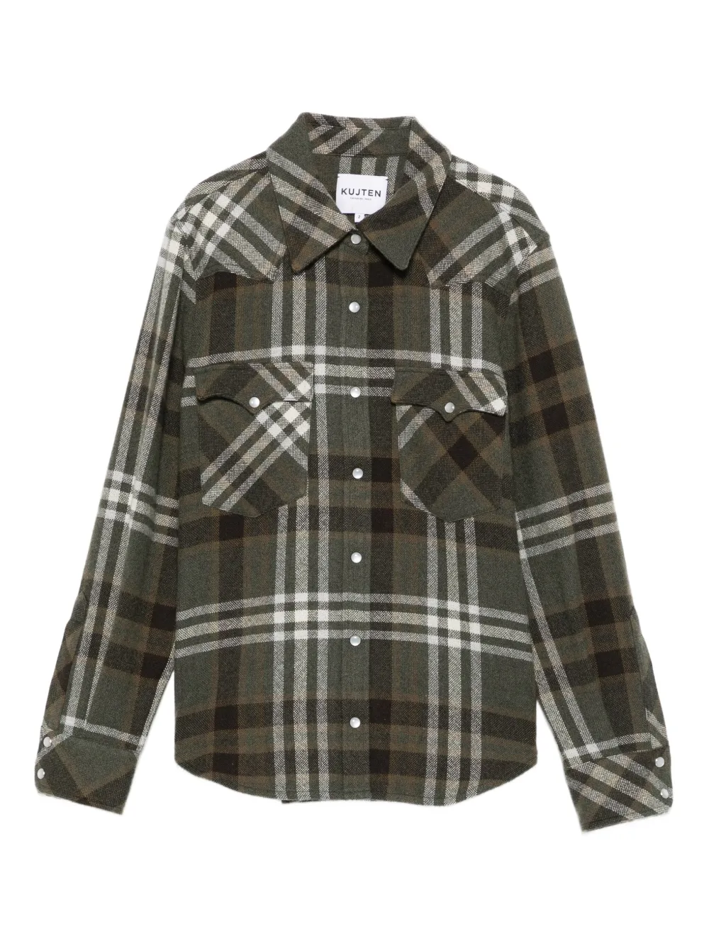 kujten checked cashmere shirt | Green | Image 1