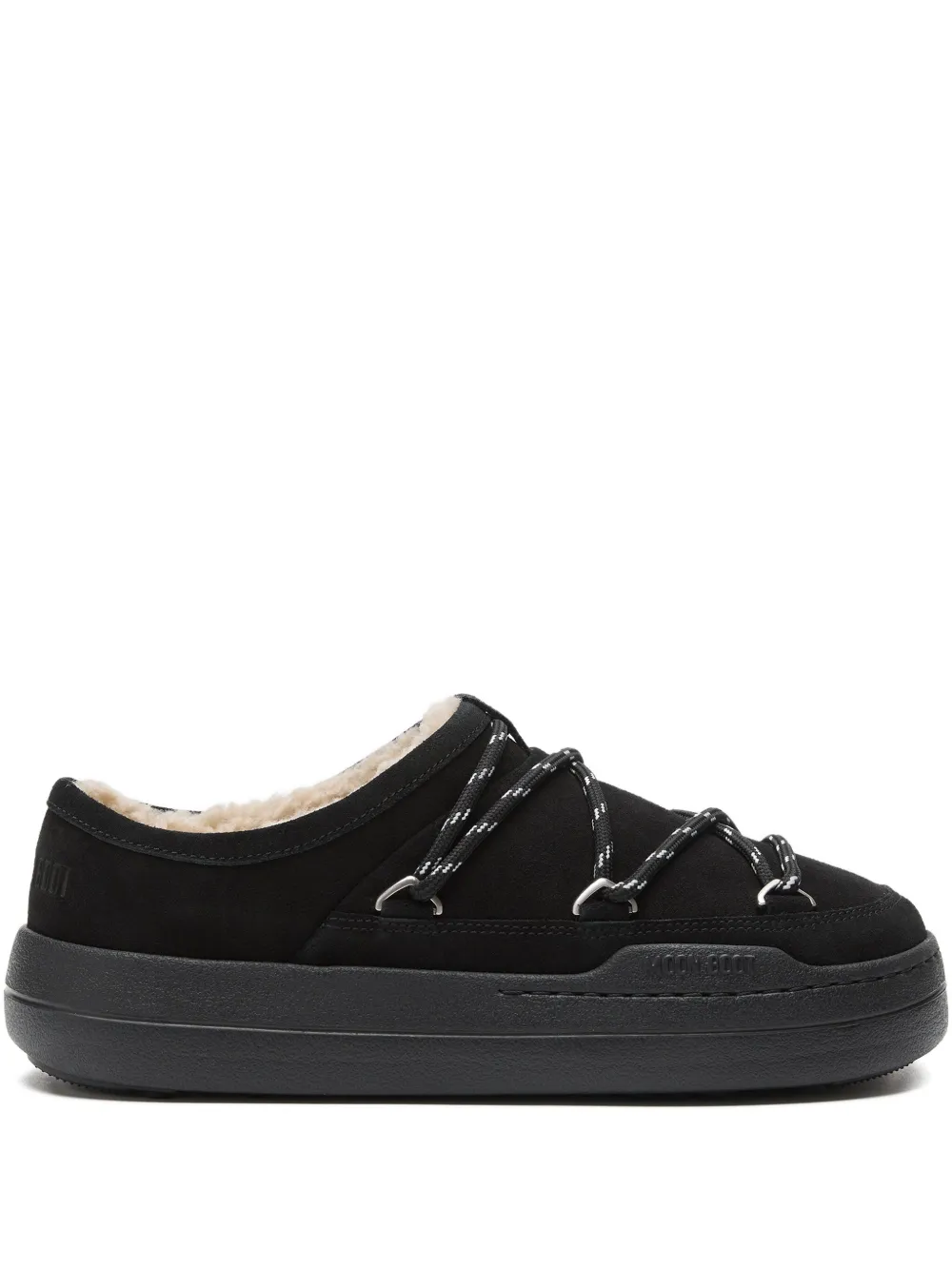 Moon Boot Sneakers Park in shearling con lacci - Nero