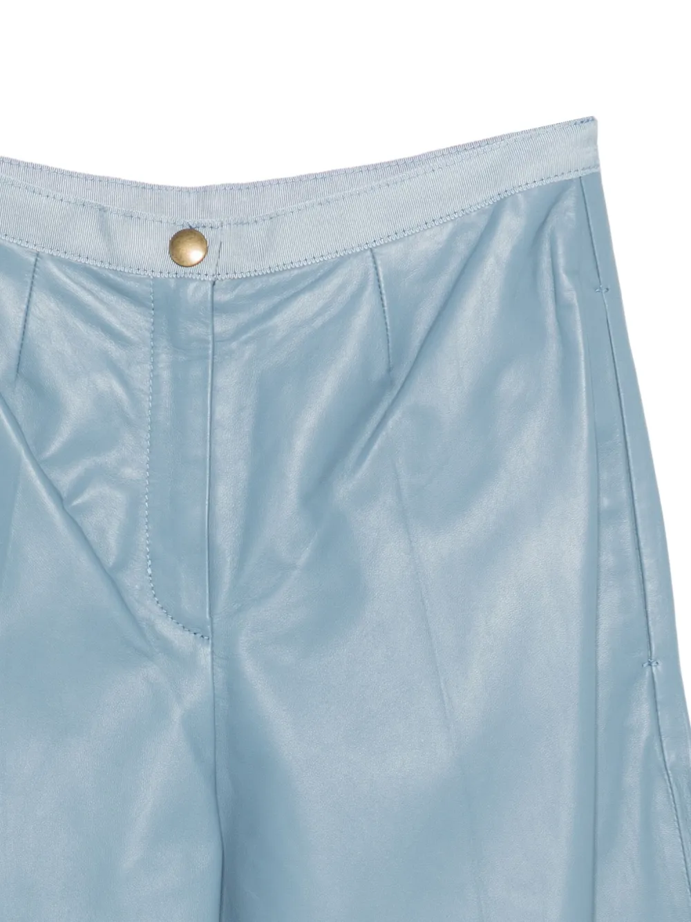 Forte Leren flared broek Blauw