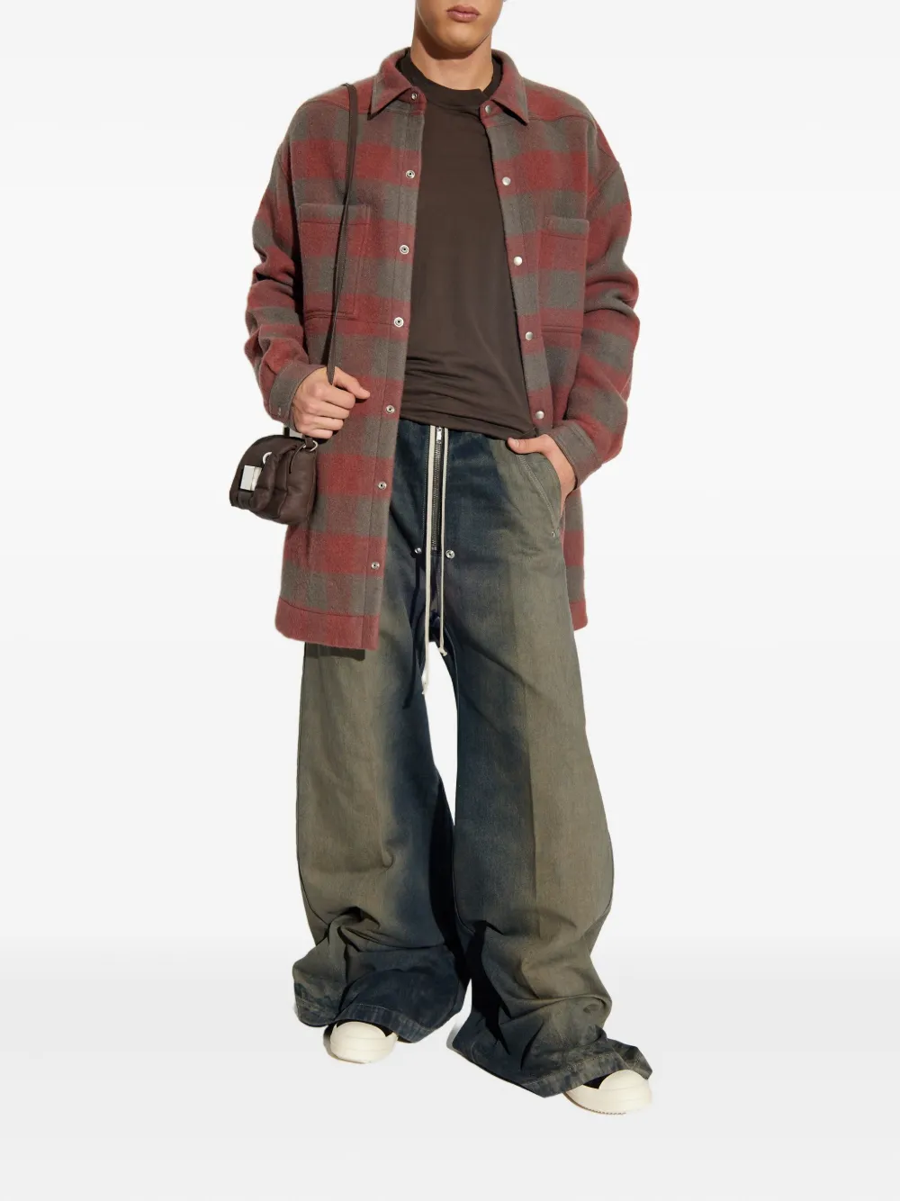 Rick Owens checked wool overshirt Bruin