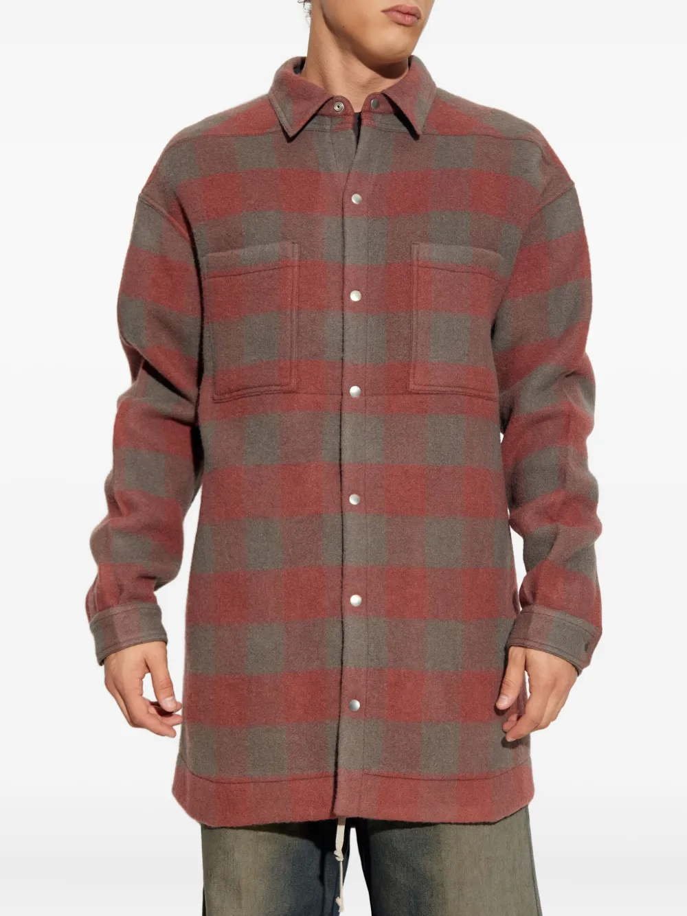 Rick Owens checked wool overshirt Bruin