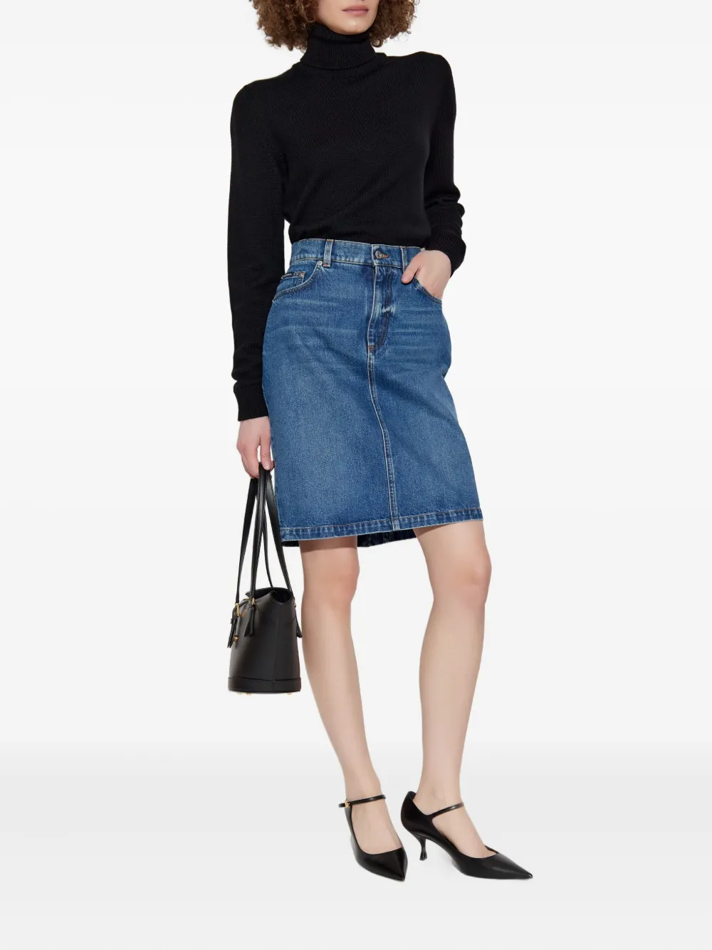Dolce & Gabbana logo-plaque denim mini skirt - Blauw