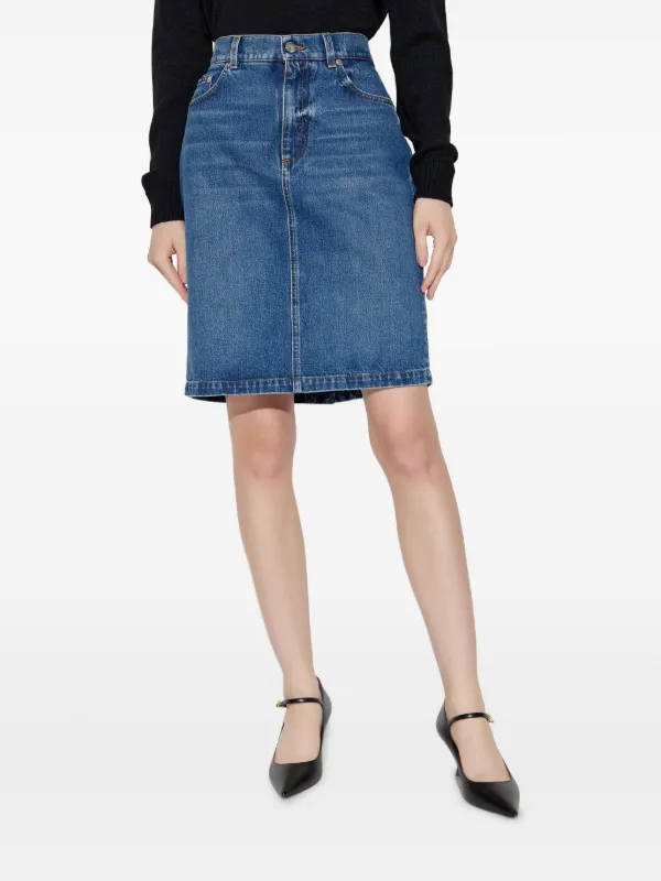 Dolce & Gabbana logo-plaque Denim Mini Skirt | Blue | FARFETCH
