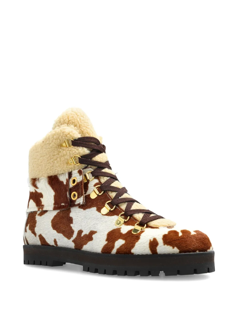 Odissì Heidi cow-printed hiking boots Brown
