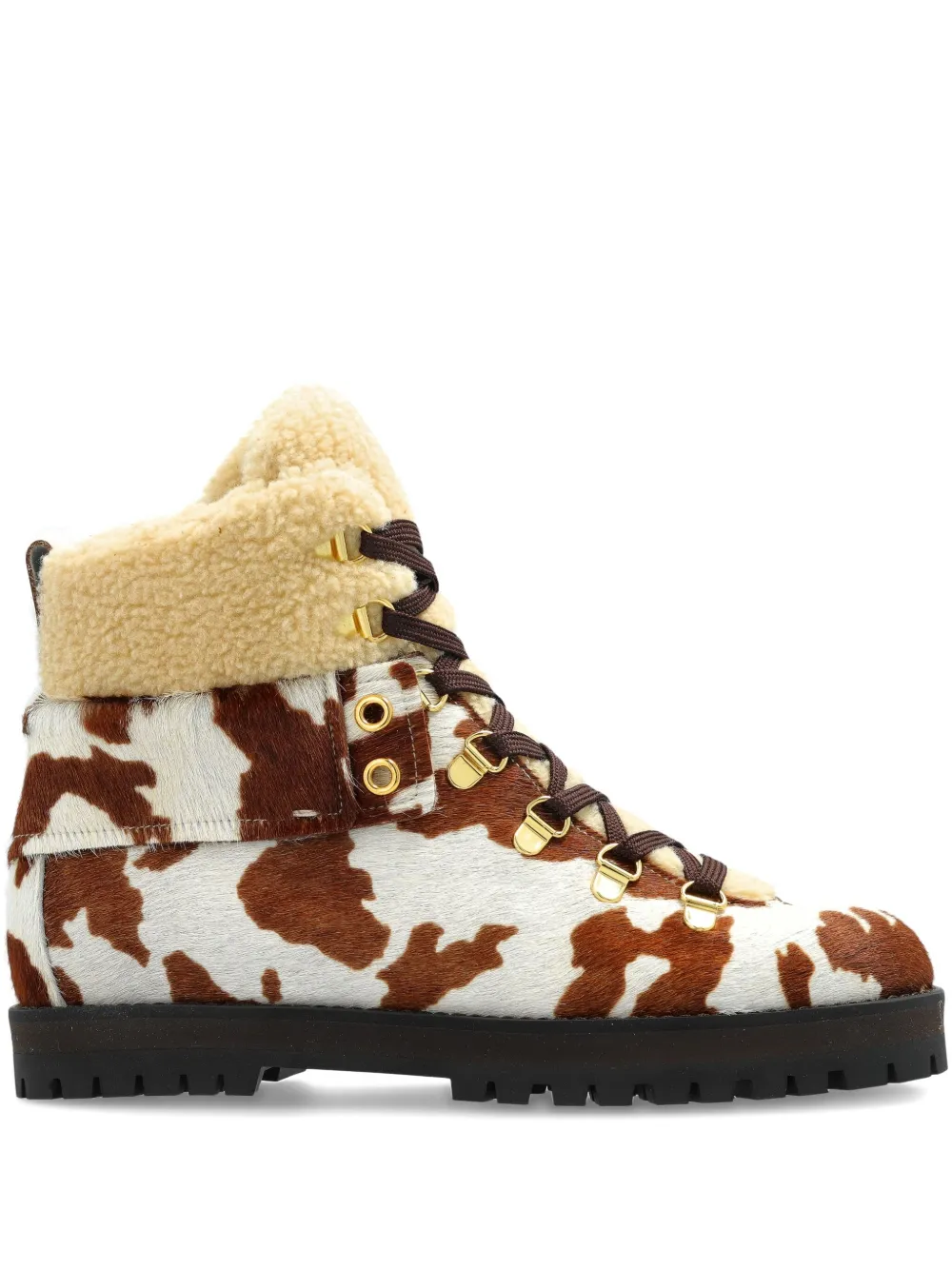 Odissi Heidi Cow-printed Hiking Boots In Brown